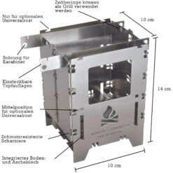 Bushcraft Essentials Bushbox LF Titanium - Hobo-Kocher -Campingprodukte Geschäft Bushbox LF 15